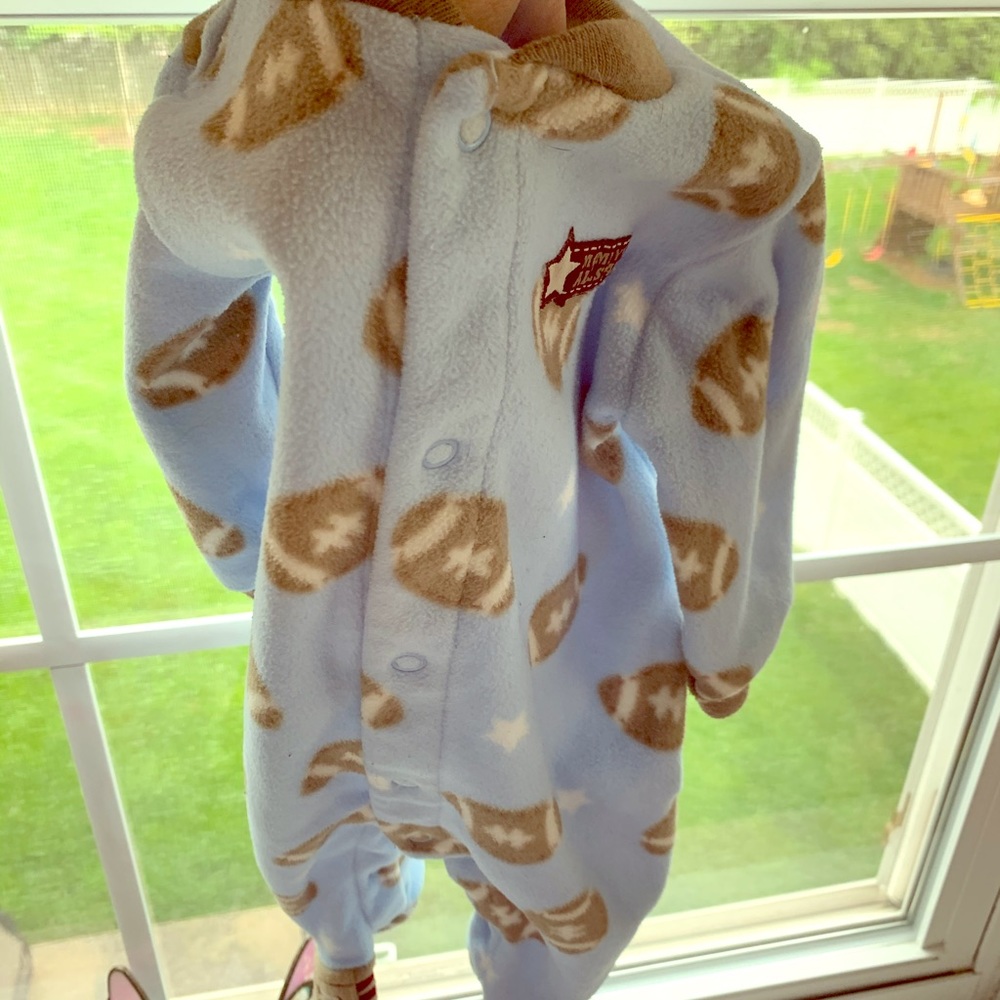 0-3 month fleece boy sleeper football
